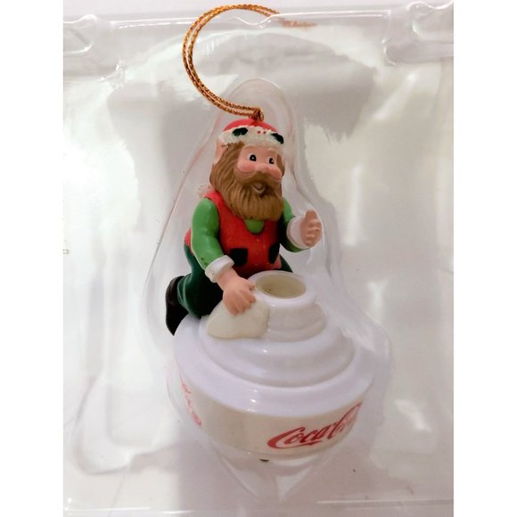 Coca Cola Bottling Works Collection Christmas Ornament 1997 Elf Cleaning Light - Picture 2 of 4